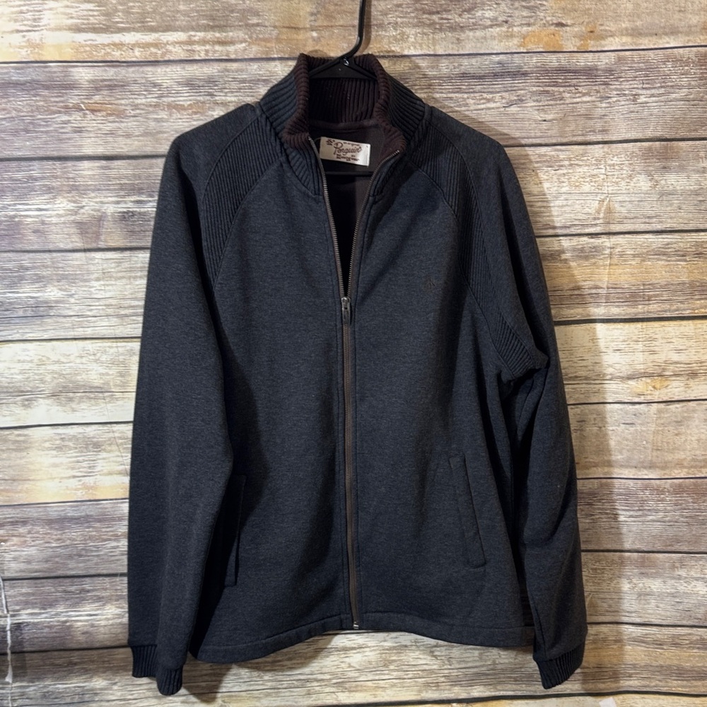 Men’s Penguin by‎ Munsingwear Zip Up Jacket L Large Gray Ribbed